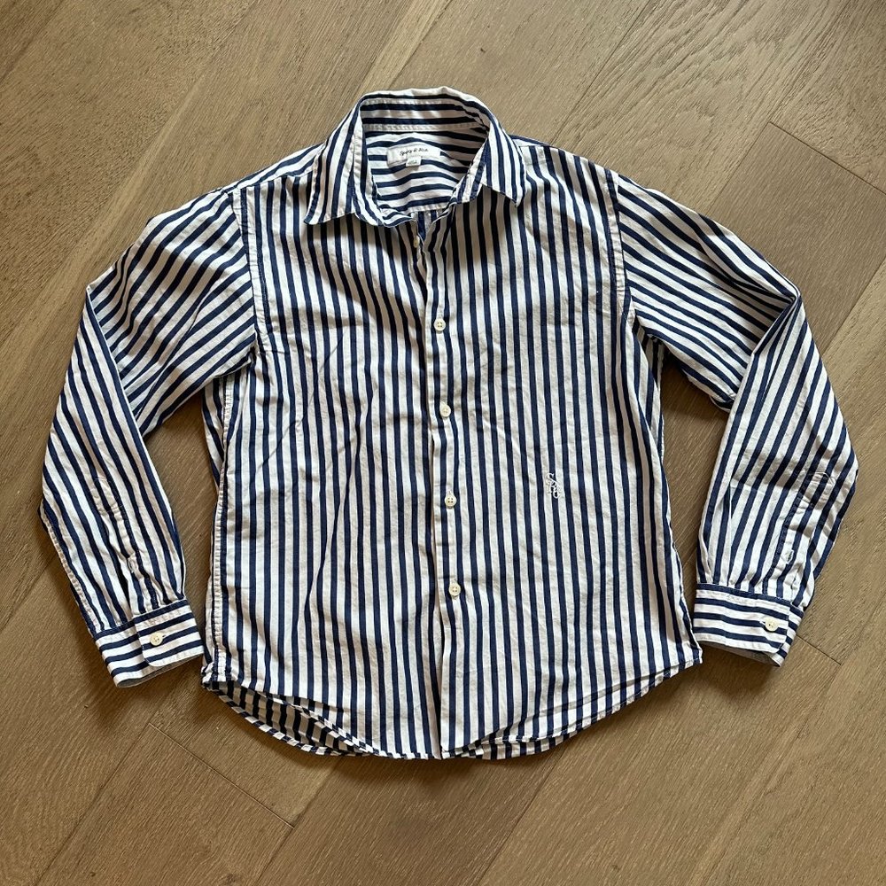 Sporty & Rick XS Blue & White Striped Long Sleeve Button Down - Gently U…